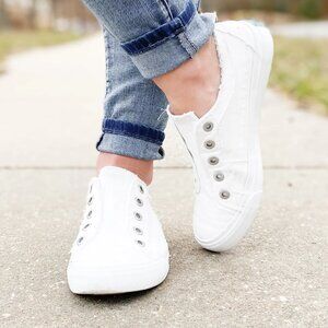 NEW Blowfish Super Match Laceless Platfor White Color Washed Canvas 252